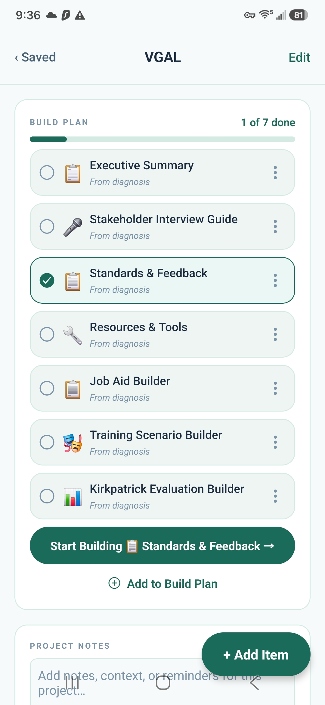 Project build plan